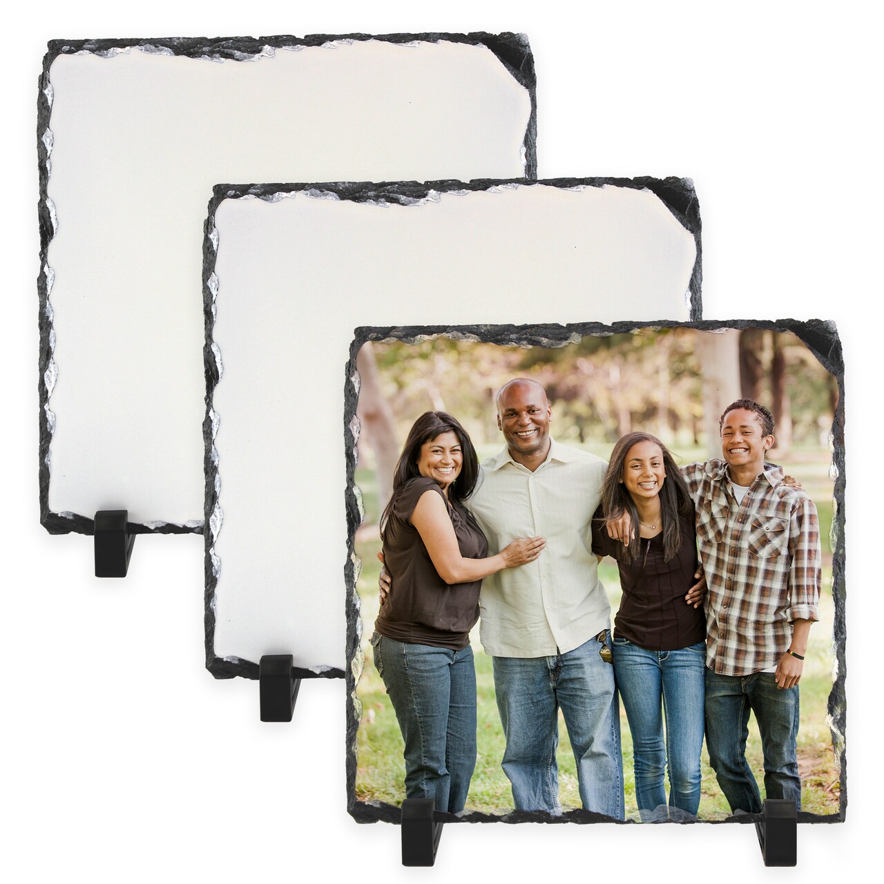 SubliSLATE Sublimation Slate Blank, Square. Includes Black Display Feet for Photo Quality Sublimation Printing